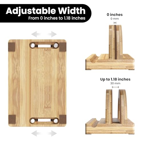 Kothar Premium Wood Vertical Laptop Stand - Adjustable Single Slot Bamboo Holder for MacBook, Dell, HP, and More | Space-Saving Desktop Organizer | Eco-Friendly, Sleek & Durable Design