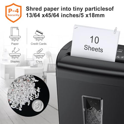 Bonsaii 10-Sheet Cross Cut Paper Shredder & 12 Pack Lubricant Sheets