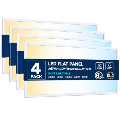 Nothing BUT LEDs 4-Pack 2x4 LED Flat Panel Light, 30W-72W, 9000LM - size: 2x4FT