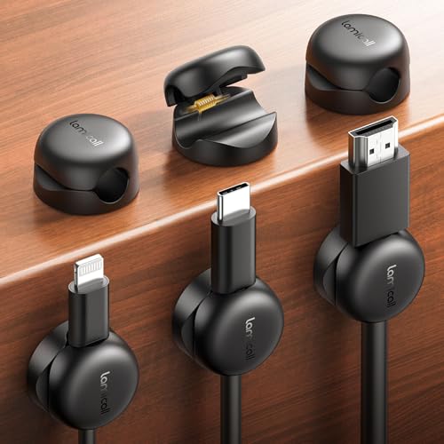 Lamicall 6 Pack Cable Clips, Compact Spring Cord Organizer Holder for Desk - color: Black, size: 6Pack