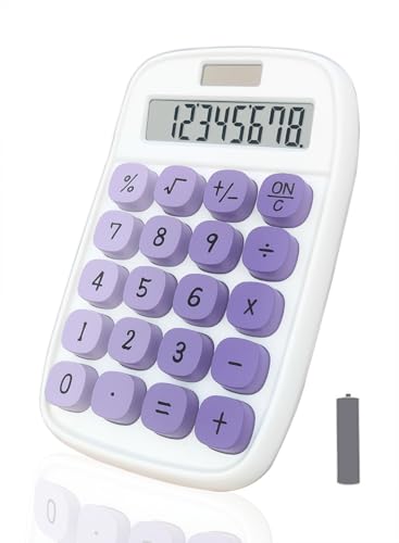 Lofree Calculator, Clicky Calculator(White and Purple) | Large LCD Display 8 Digit Tilt Screen and Big Button for Teachers Students Basic Office - color: White and Purple