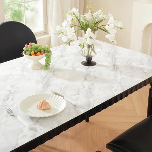 LovePads Marble-Look Table Protector, 36x54 in Dining Table Cover | Waterproof & Oil-Proof Marble Pattern Table Cover, Non-Slip Surface Guard for Nightstand, TV Stand, Coffee Table & Dresser - size: 36" x 54" (Rectangular)