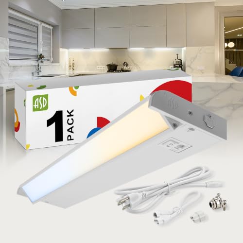 ASD Swivel LED Under Cabinet Lighting Plug in or Hardwired 18 Inch, Dimmable Under Cabinet Lights with High/Low/Off Switch, 3CCT 2700K-4000K, Linkable Under Counter Lights for Kitchen, White, ETL - color: White, size: 18 Inch