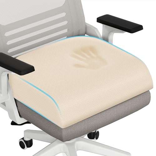 TranquilRelax 2XL Memory Foam Seat Cushion for Office Chair, 3.7-Inch, Khaki - color: Khaki, size: 2XL-Large