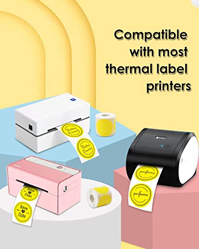 iEager 3 Inch Yellow Circle Thermal Labels, Durable Round Thermal Label - color: Yellow, size: 3 INCH