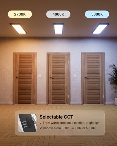 Sunco 12 Pack 1x4 LED Flat Panel Lights, 3CCT Selectable, 30-46W, Dimmable - size: 1x4 - Black