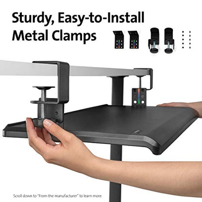 Kensington Clamp-On Keyboard Tray, Under Desk Keyboard Drawer with Cable Management, Ergonomic Smartfit Slide-out Height Adjustable Keyboard Holder, Black 13.3"x32.4"x2.4" K55407WW | SmartFit slide-out drawer, cable management, height adjustable, ergonomi