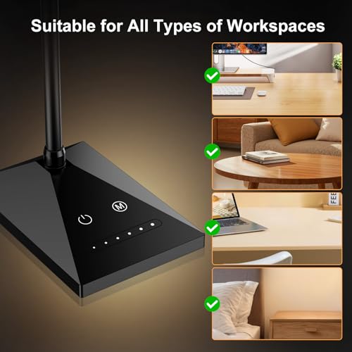LED Desk Lamp, Eye-Caring Desk Light - color: Jet Black