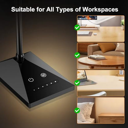 LED Desk Lamp, Eye-Caring Desk Light - color: Jet Black