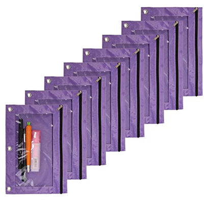 Binder Pencil Pouch 3 Rings Pencil Case - color: Purple