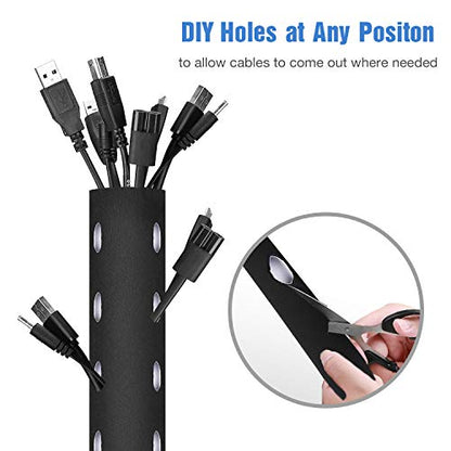JOTO 4 Pack Cable Management Sleeve -Black, 2 Large - color: Black, size: 4 Pack, 130 Inches