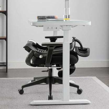 Ergonomic Foldable Office Chair with Footrest and Lumbar Support, Black - color: Black