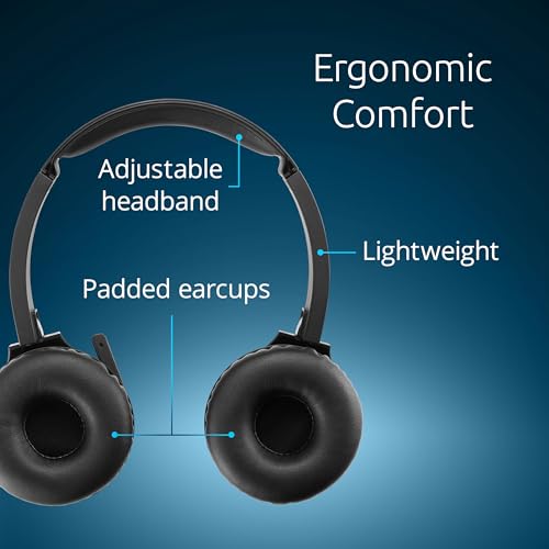 Kensington H1050 EQ Wireless Headset with Microphone, Bluetooth 5.4, ENC Microphone, Earcup Controls, Black (K80182WW) - size: Wireless/On-ear