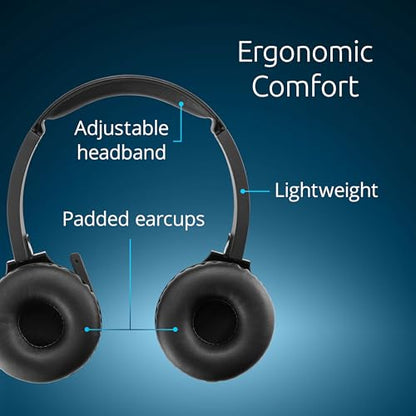 Kensington H1050 EQ Wireless Headset with Microphone, Bluetooth 5.4, ENC Microphone, Earcup Controls, Black (K80182WW) - size: Wireless/On-ear