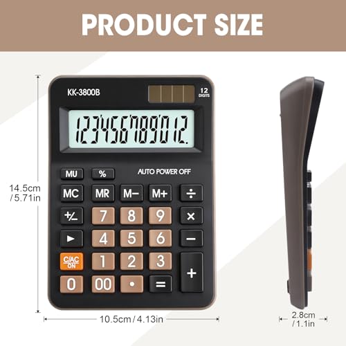 2 Pack Calculator, 12 Digit Desk Calculator with Large LCD Display & Big Buttons, Dual Power Solar & Battery, Standard Basic 4 Function Calculator - color: 2 Pack
