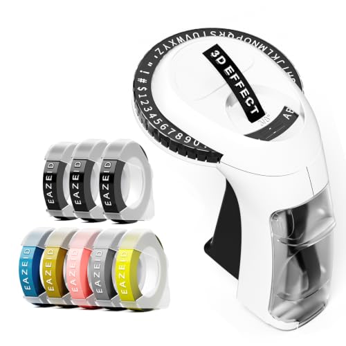 Embossing Label Maker with 8PK Color Tapes, Manual Embossed Label Maker Retro, Vintage Embosser Labeler 3/8 Inch 9mm 3D Waterproof-Labels for Scrapbooking Supplies Kids DIY Craft Home Office Use