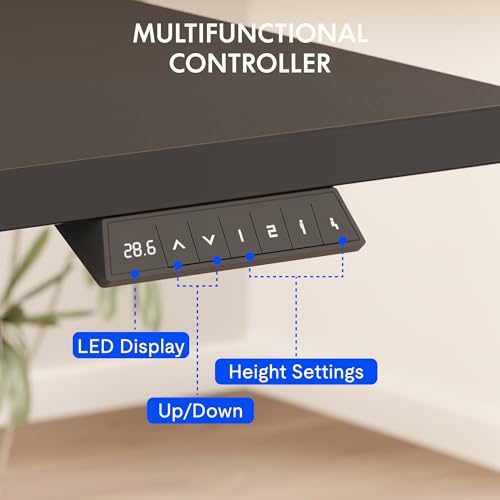 FLEXISPOT EN2 48"x30" Whole-Piece Standing Desk with Power Strip, Black | Whole-Piece Desktop, Easy-Access Clamp Power Strip, Organized Cable Management, Modern Home Office Setup - color: Black Top + Black Frame, size: 48x30"