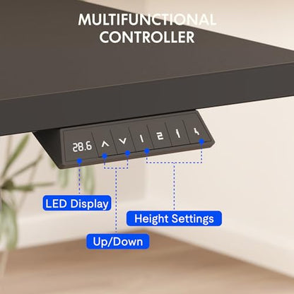 FLEXISPOT EN2 40"x24" Whole-Piece Standing Desk with Power Strip, Black | Whole-Piece Desktop, Easy-Access Clamp Power Strip, Organized Cable Management, Modern Home Office Setup - color: Black Top + White Frame, size: 40x24"
