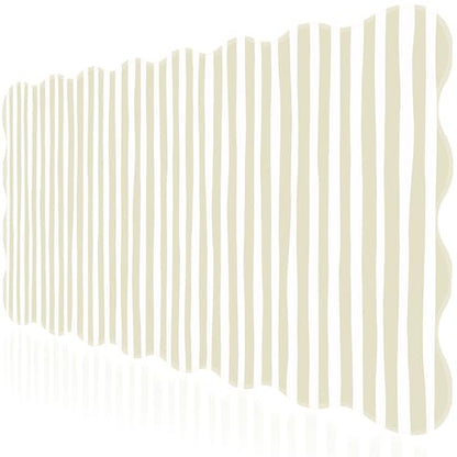 L-SPOUTTO Beige Striped Mouse Pad,Scalloped Desk Mat XXL Large Geometric Gaming Mousepad,35.4x15.7in Non-Slip Rubber Base Keyboard Pad Waterproof Desktop Mat for Laptop Computer Game Home Office - color: Beige Striped