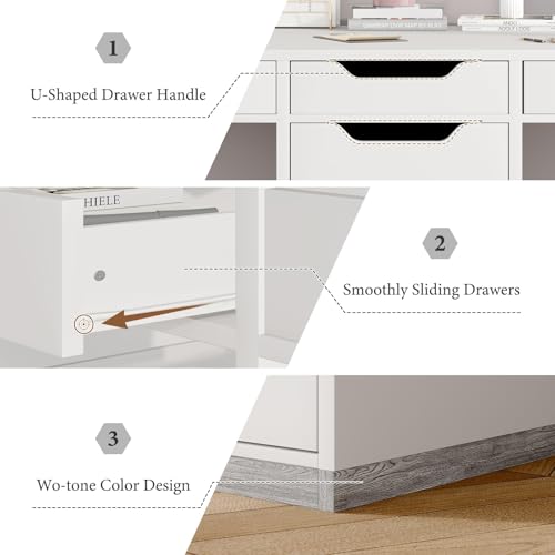 MaverickFurni 78" Two Person Desk with 5 Drawer, Long Desk with File Drawer | Double Desk for 2 People, 2 Person Desk Writing Table for Home Office, Long Computer Desk with Storage, White - color: Farmhouse White