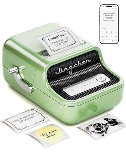 NIIMBOT B21 Label Maker, 2 Inch Bluetooth Thermal Label Printer, Green | Retro Sticker Printer, for Address, Logo, Canning Jar, Candle, Mailing,Gift, Compatible with Phones and PC - color: Green
