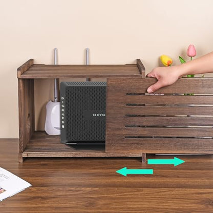 Router Shelf Projector Shelf Projector Stand Router Storage Box Modem Cable Router Cover Organized Power Strip Cable Management Hider Rack by Solid Wood Need Assembly SS