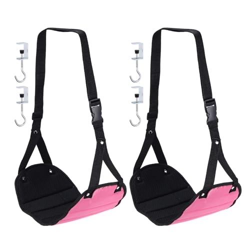PATIKIL Airplane Footrest,2 Pack Adjustable Foot Hammock with Hooks,Rose - color: Rose
