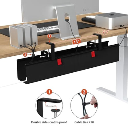 Univivi No Drill Under Desk Cable Management Tray, 28 inch Cable Management - color: Black, size: 28"L x 5.5"W