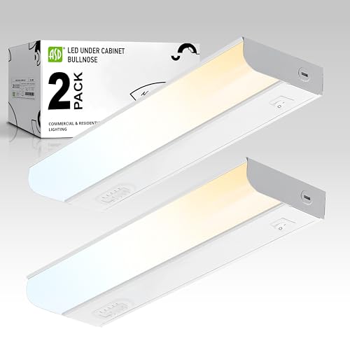 ASD LED Under Cabinet Lighting Hardwired, 12 Inch 5W 2700K-5000K Selectable, 442LM, CRI90+, Direct Wire Linkable Under Counter Lights for Kitchen, Dimmable Under Cabinet Lights, White, UL, 2 Pack - color: 12 Inch White, size: 2 Pack