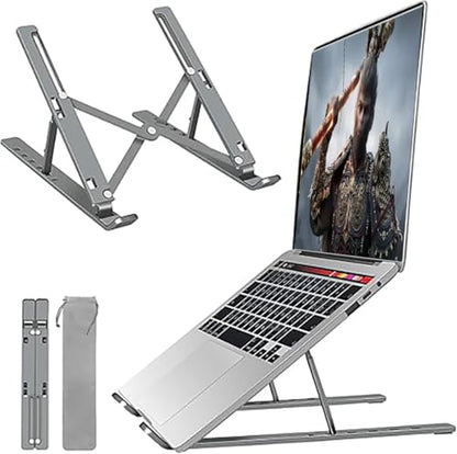 Laptop Stand for Desk,Adjustable Laptop Riser Aluminum Alloy+Silicone Foldable Portable Notebook Holder, Ventilated Cooling Notebook Mount Computer Stand for 10-15.6 inch Laptopsd