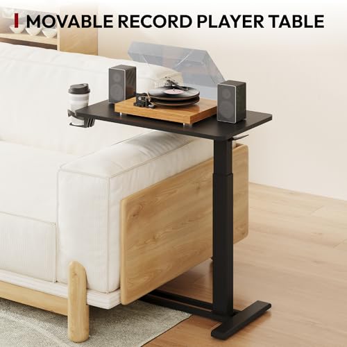 SANODESK 28''Mobile Standing Desk with Hidden Wheels,Pneumatic Laptop Desk | Computer Cart Movable Height Adjustable Table Small Sit Stand Desk for Home Office Hospital Use,27.6" W x 15.7" D, Black - color: Black, size: 28x16