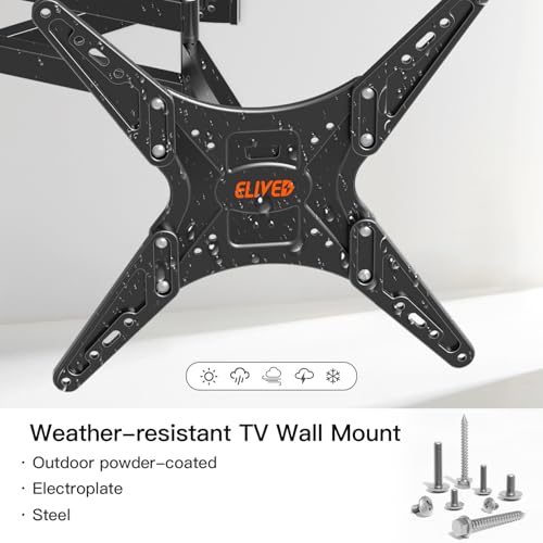 ELIVED Outdoor Long Arm TV Mount for 26-65" TVs, Max VESA 400x400, 77 lbs. | 37.4in long extension, weatherproof full motion bracket, swivel & tilt for patio outdoor televisions - size: Outdoor Arm: 37.4"