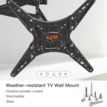 ELIVED Outdoor Long Arm TV Mount for 26-65" TVs, Max VESA 400x400, 77 lbs. | 37.4in long extension, weatherproof full motion bracket, swivel & tilt for patio outdoor televisions - size: Outdoor Arm: 37.4"