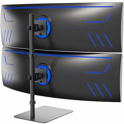 VIVO Freestanding Dual Vertically Stacked Ultra-Wide Monitor Desk Stand, Extra Tall Heavy Duty Adjustable Mount for 2 Ultrawide Screens up to 49 inches, 44 lbs Per Screen Capacity, Black, STAND-V202L - size: Up to 49", style: Steel Base