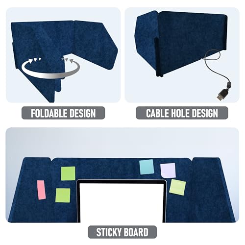 29.1" x 22.8" x 1.2" U-Shaped Desk Divider Partition, No Drill Freestanding Sound Absorbing Privacy Panel, Noise Reducing Cubicle Screen for Office Home & Classroom (Azure) - color: Azure (U-Shaped)
