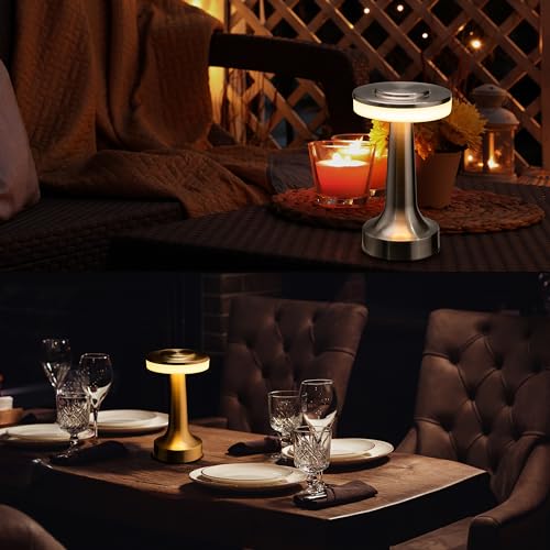 O'Bright Dome Cordless Rechargeable LED Mushroom Table Lamp, Silver - color: Silver