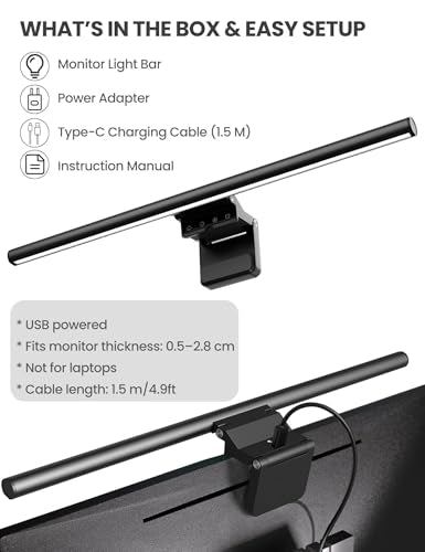 Monitor Light Bar 19.7", No-Glare Asymmetric Desk Screen Lamp