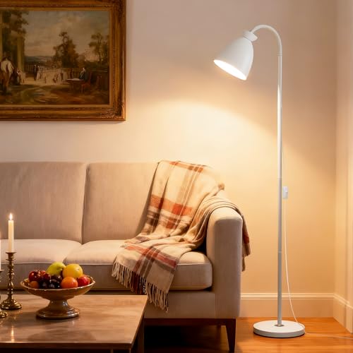 9W Tall LED Dimmable Gooseneck Floor Lamp 3-Color White - color: White Dimming