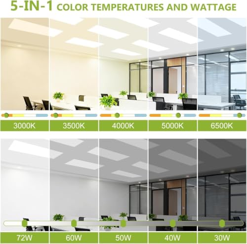 YXL 4 Pack 2x4 LED Flat Panel Light Drop Ceiling Light Fixture, 9576LM, 5CCT LED Drop Ceiling Office Light, 72W/60W/50W/40W/30W Selectable,6500K/5000K/4000K/3500K/3000K,Dimmable 0-10V,ETL - color: 2X4 FT, size: 4 Pack