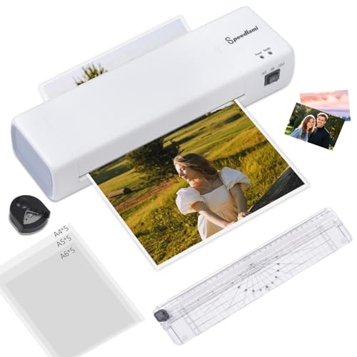Multi-Size Laminator A4-A10 Universal Lamination Machine 90s Fast Warmup 300mm/min High Speed Laminating Hot Cold Dual System for Document Photo Home Business Office Use (White) - color: White
