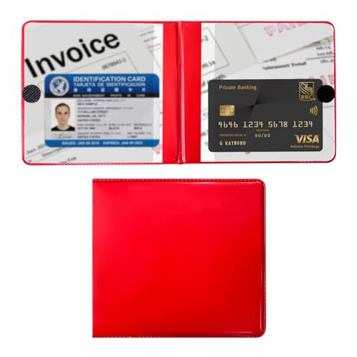 Ziciner Car Registration and Insurance Holder, 5.2"× 4.7" Premium Auto Glove Box Organizer with Closure, Essential Vehicle Document Holder for Card, Driver License (Red) - color: Red, size: 1 PC
