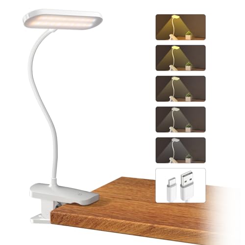 CUHIOY Rechargeable Clip on Light, Bed Headboard Reading Lamp, White - color: White