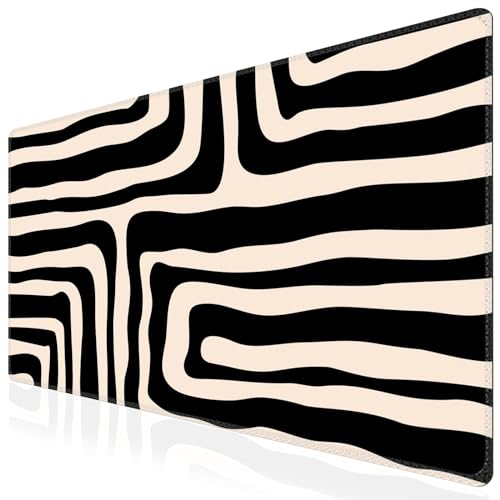 iCasso Gaming Mouse Pad (35.4x15.7 in), Keyboard Mouse Mat for Work, Curve | Large Stable Rubber Base Mousepad with Stitched Edges, Game, Office, Home - color: Curve
