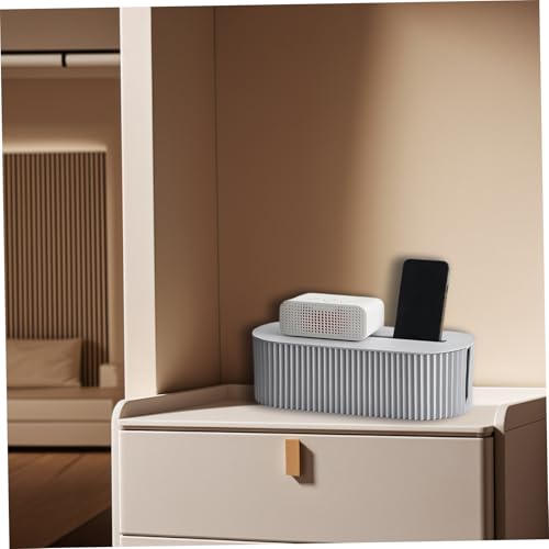 Cable Management Box 13x5x4 inch Plastic Cord Organizer with Phone Slot for Power Strips, Desk, TV Computer Wires (Blue)