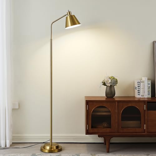 65.3" Floor Lamps for Living Room, Floor Lamp for Bedroom, Dual-Base Industrial Standing Lamp, Adjustable-Head Corner Lamp, Modern Tall Lamp, Living Room Light, Bulb Included, Glod - color: Gold