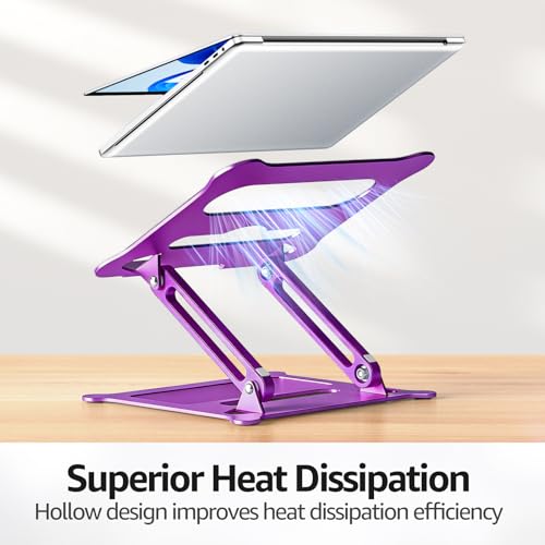 Urmust Adjustable Laptop Stand for Desk, 10-15.6“ Laptop Riser, Purple - color: E-Purple