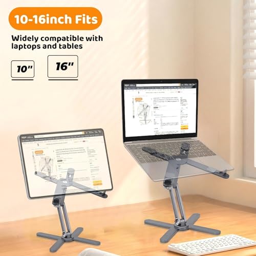 MOALLIA N86 360 Rotating Laptop Stand for Desk with Locking Knobs, Grey - color: Grey