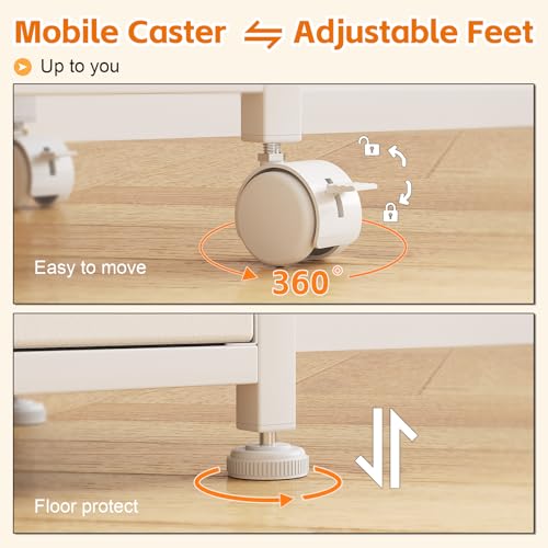 3-Drawer Mobile File Cabinet with 22" Wide Printer Stand, Fabric Under Desk Filing Cabinet with Side Bag & Headphone Hook, Fits Letter/A4 Size Hanging File Folders, Rolling Home Office Organizer,White - color: White