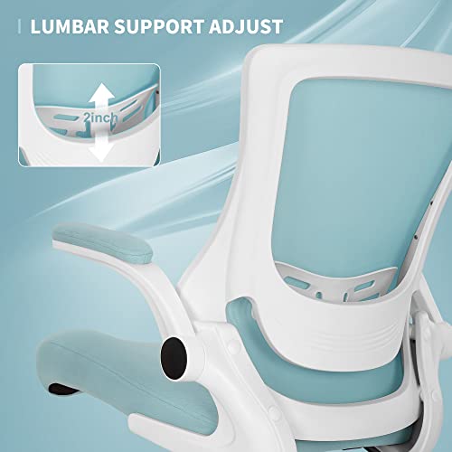 Misolant Tall Office Chair, Drafting Chair for Standing Desk, High Office Chair with Adjustable Lumbar Support, Flip-up Arm and Footrest Ring, Tall Drafting Chair for Bar Height Desk - color: Sky Blue