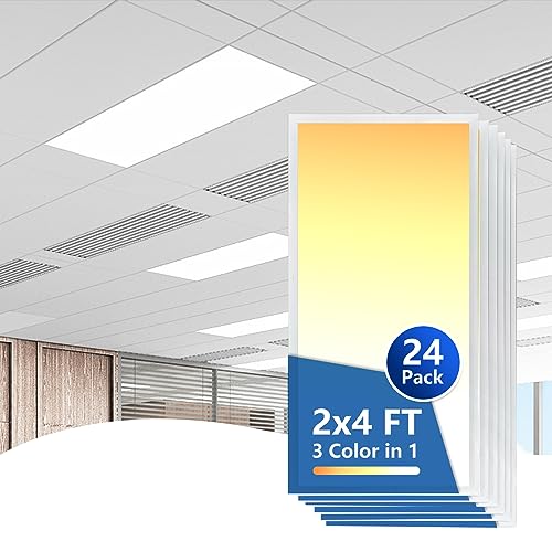 CycevSun 2x4 LED Flat Panel Light Drop Ceiling 0-10V Dimmable, 24 Pack | 30/40/50W Selectable, 2 x 4 FT, 5500LM, 3000K 4000K 5000K Switchable, 120-277V, ETL Listed, Lay in, Office, Shop, Commercial - size: 2x4 FT
